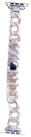 Replacement Chain Marble Resin Band 42 / 44mm For Apple iWatch Beige/White