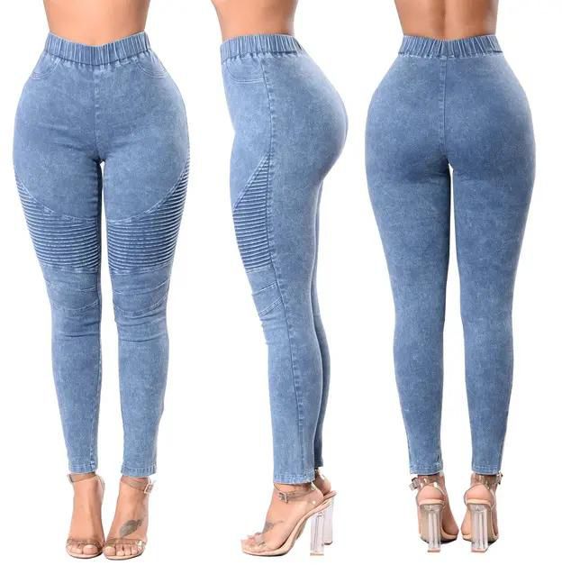 High quality Women Jeans High Waist Slim Long Jeans Female Elastic Waist Pencil Jeans Pants Causal Hip Jeans
