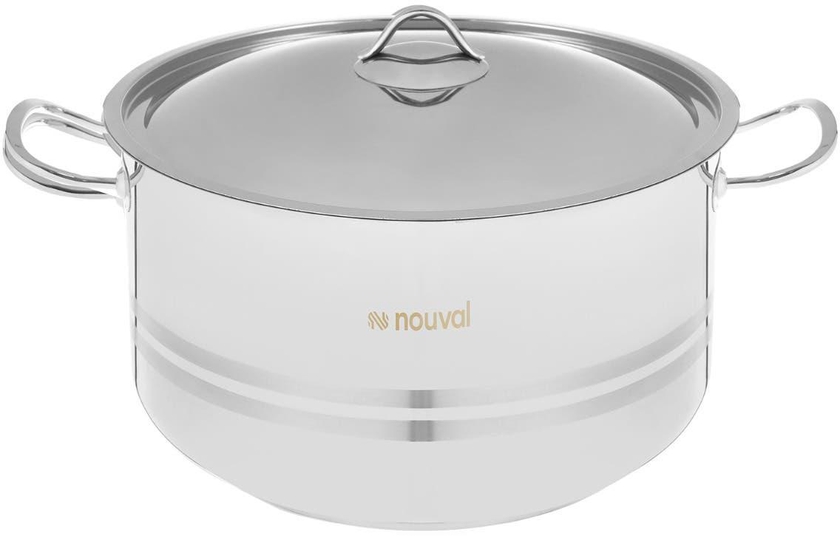 Get Nouval Pot with Lid Stainless Steel , 32 cm - Silver with best offers | Raneen.com