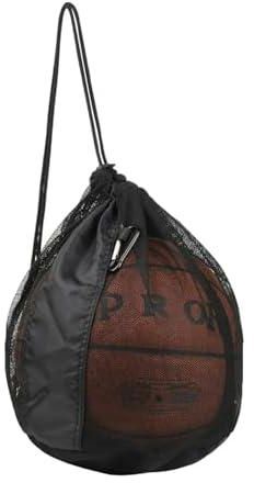 Single Ball Bag Mesh Carry Bag Sport Game Ball Storage Bag Drawstring Sackpack Sling Back Bag for Carrying Basketball Volleyball Rugby Ball Soccer Football, Also as Swim Bag Gym Bag