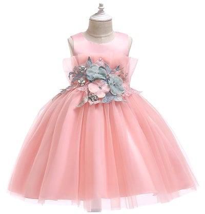Princess Flower Sleeveless Maxi Dress Pink/Blue