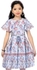Ceemee Short Sleeves Floral Cotton Dress