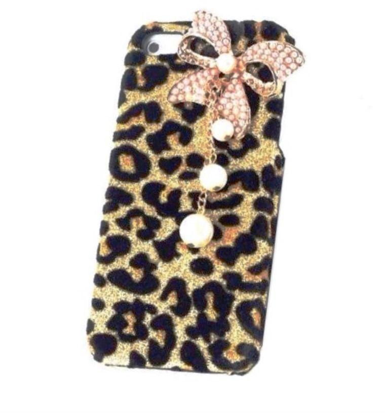Bling Diamond White Gold Leopard Hard Case Cover For Apple iphone 5/5S