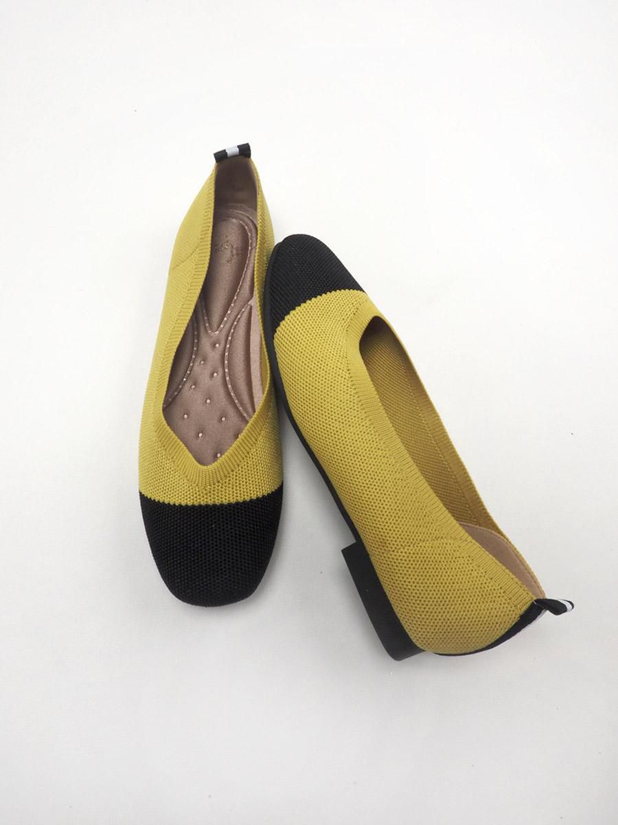 Luilui Annita Black Cap Toe Shoes Ballerina Sulfur Yellow - 6 Sizes