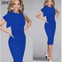 ZINC The new lotus leaf sleeves fold fold stretch skirt dress blue s