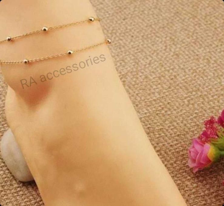 RA accessories Women Anklet With Golden Metal Chain