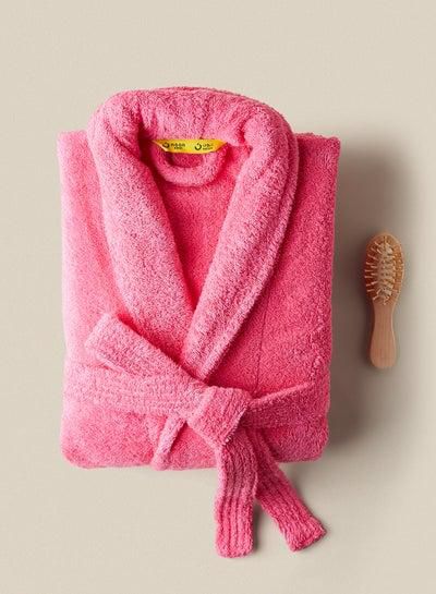 100% Cotton Terry Bathrobe For Both Men and Women, Extremely Absorbent, Everyday Use 400 GSM With Shawl Collar and Pockets Rose Free-Size