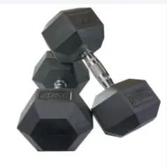 20kg Pair fixed (Hexagon Shaped) rubber dumbells gym fitness