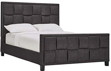 سرير من A to Z Furniture - مصنوع من القطن والبوليستر منجد بلون رمادي داكن بدون مرتبة
