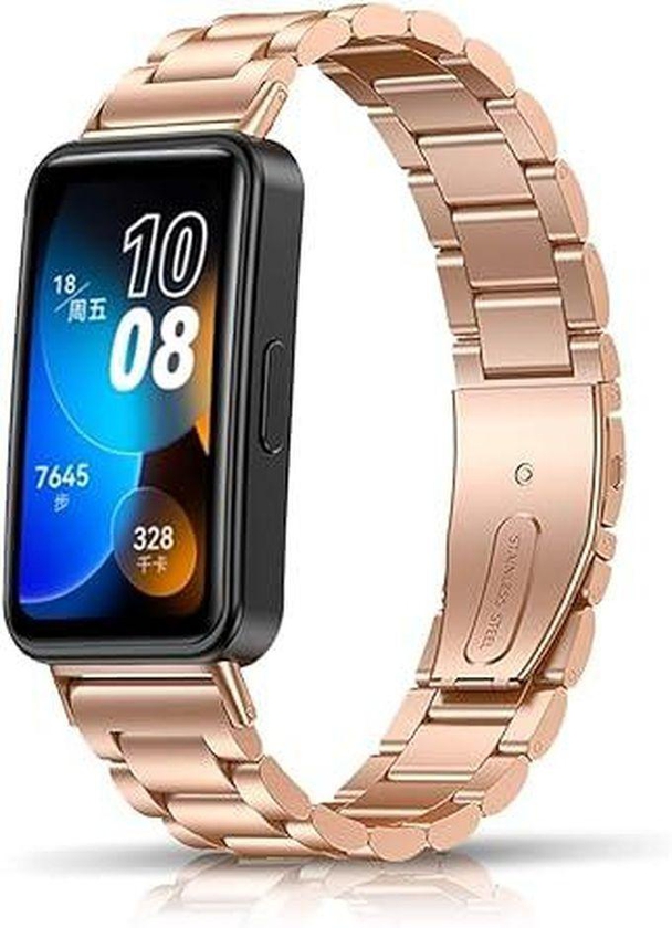 Next store Metal Strap Compatible with Huawei Honor Band 8 Stainless Steel Adjustable Strap Fashion (Rose Gold)