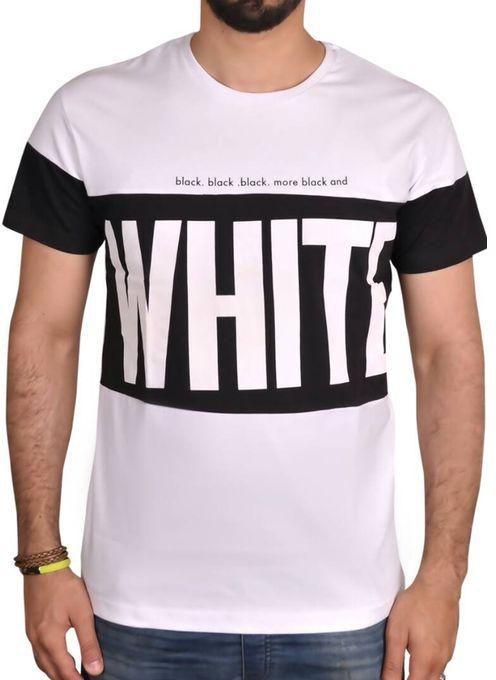 Generic Rounded Neck T-Shirt - White and Black