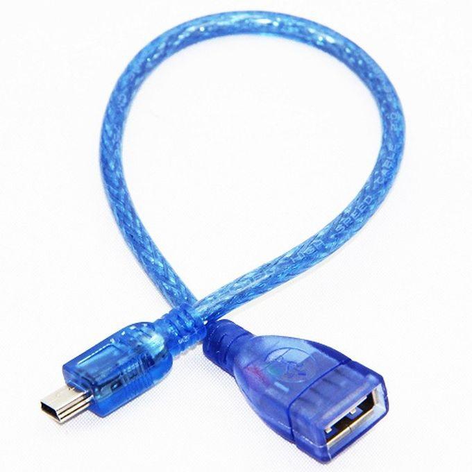 Keendex Mini Usb OTG Cable USB Female To Mini Usb 5pin Male 10cm - Blue
