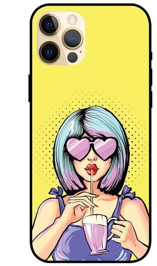 iPhone 12 Pro 6.1" Protective Case Cover Smart Series for iPhone 12 Pro Girl Wearing Heart Glass