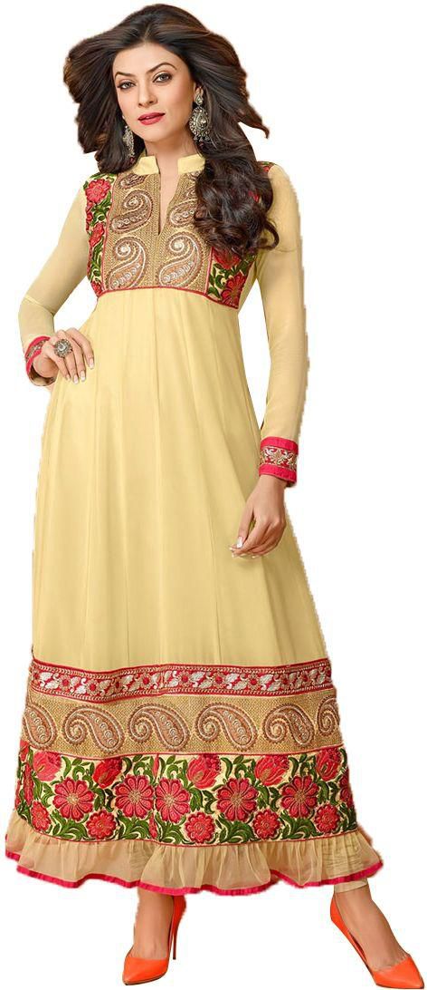 Sushmita Sen 26002 Anarkali dress for women - Beige/Green