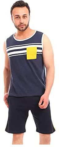 Andora Sleeveless Striped T-Shirt with Pantacourt Pajama Set for Men XXL