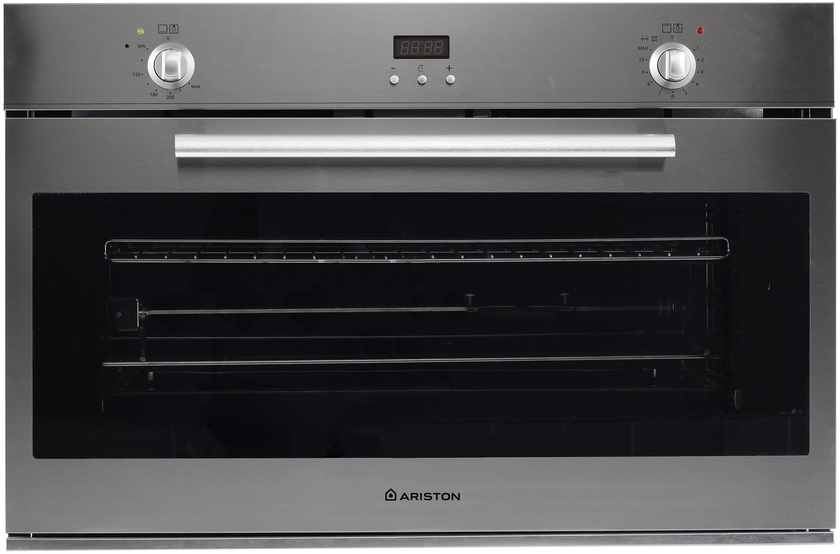 Ariston Built-In Oven 90Cms, Gas Oven , Fan , Electric Grill, Digital Display, Inox