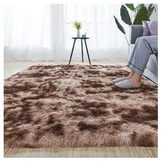 Generic Fluffy Carpets 5*8 Brown Patched