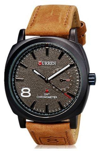 CURREN 8139 Unisex Stylish Quartz Analog Watch with Leather Strap