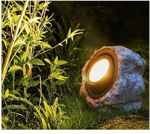 مصباح صخري للمناظر الطبيعية، مصابيح حديقة تعمل بالطاقة الشمسية، مصابيح ممر حديقة صخرية، مصابيح سبوت LED مقاومة للماء لتزيين الممر والفناء (رمادي-قطعة واحدة)