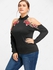 Plus Size Mock Neck Floral Embroidered Cold Shoulder T-shirt - L | Us 12