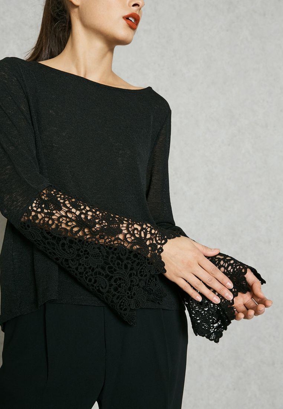 Lace Flute Sleeve T-Shirt
