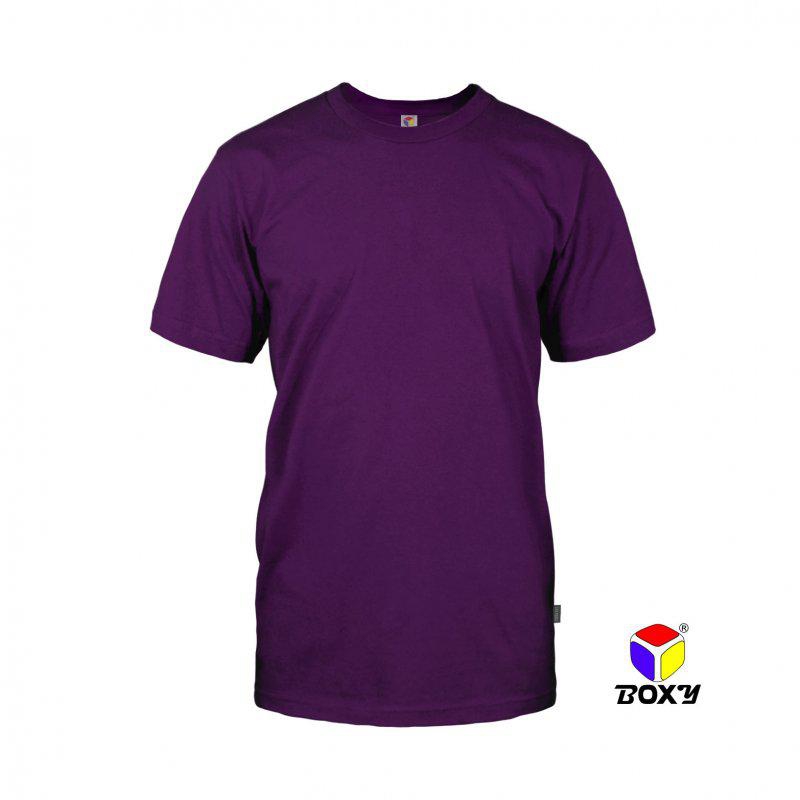 Boxy BOXY Microfiber Round Neck Plain T-shirt (Dark Violet)