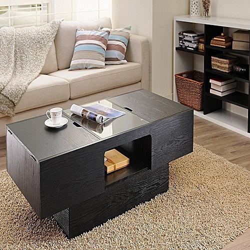 Trendy Rectangular Coffee Table With Two Cabinet Storage - Black (Delivery Within Lagos Only)