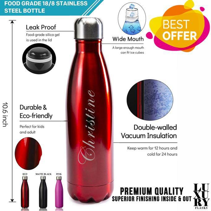 Generic CHRISTINE Stainless Steel Water Bottle 500ML - Perfect To Go