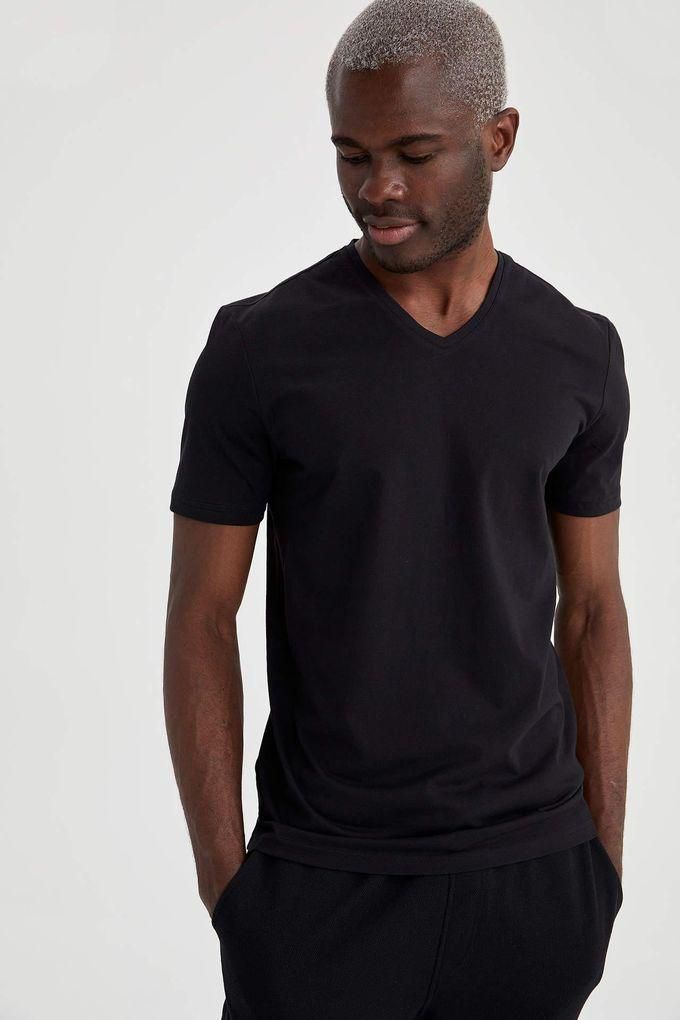 Defacto Slim Fit Basic V-Neck Short Sleeve T-Shirt