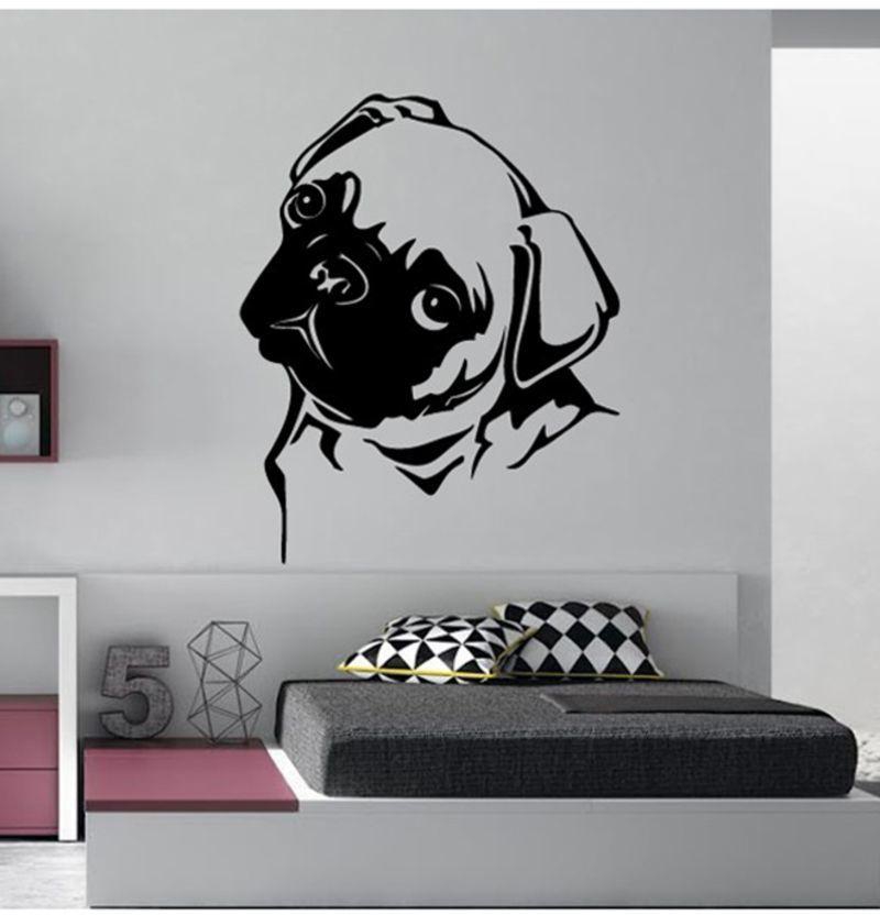 Spoil Your Wall Pug Wall Sticker Black 50x60cm