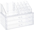 Uaejj Clear Acrylic Cosmetic Organizer Makeup Holder Display Jewelry Storage Case 4 Drawer For Lipstick Liner Brush Holder Black
