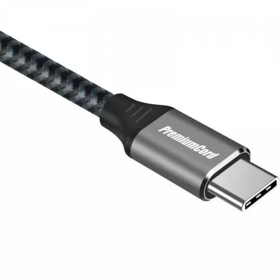PremiumCord Cable USB-C M/M, 100W 20V/5A 480Mbps cotton braid, 1.5m | Gear-up.me