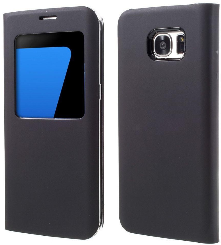 Samsung Galaxy S7 Edge G935 - Window View Leather Phone Case - Black