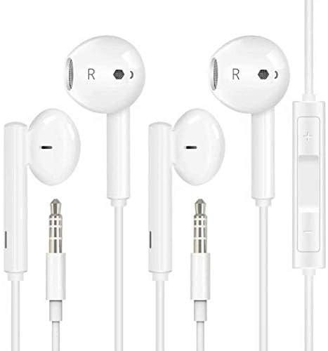 2 Pack Earbuds/Headphones/Earphones with 3.5mm Wired in Ear Headphone Plug(Built-in Microphone & Volume Control) Compatible with iPhone,iPad,iPod,PC,MP3/4,Android