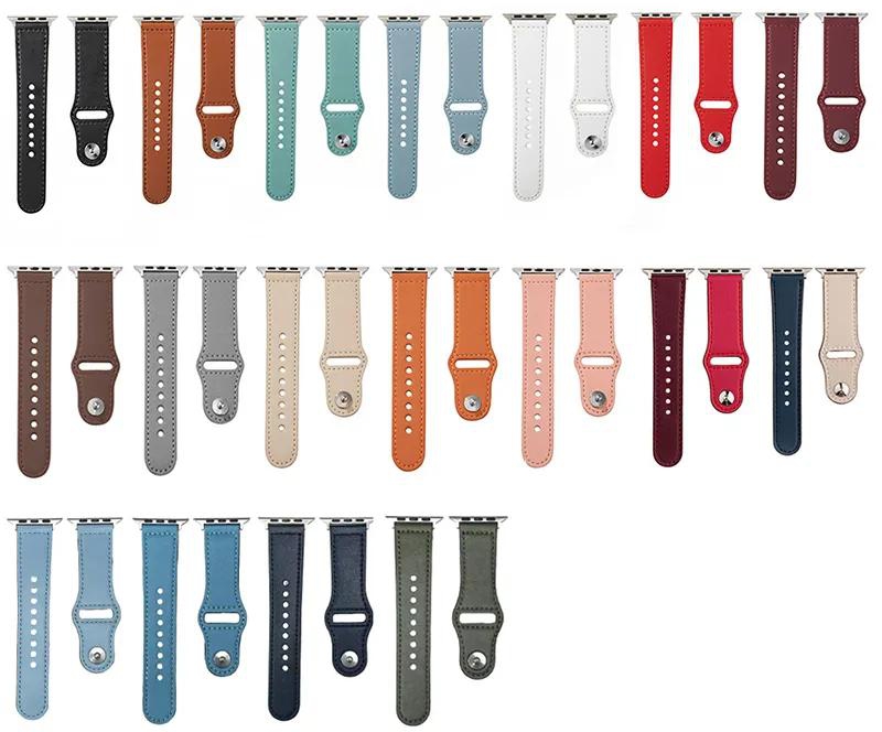Leather Wristband for Apple Watch Series 8 Studded Leather Silver Buckle Rivet Buckle Strap Apple Watch Series 8 7 6 5 SE Leather Wristband