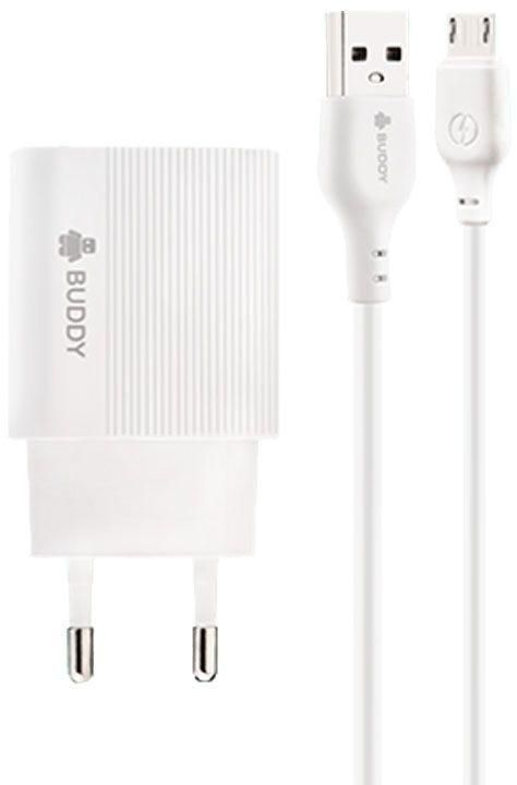 Get Buddy BU-H1 Wall Chargers With USB To Micro Cable, Compatible Mobile Phone, 2.1A - White with best offers | Raneen.com
