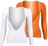 Silvy Set Of 2 Blouses For Women - White / Orange, Medium