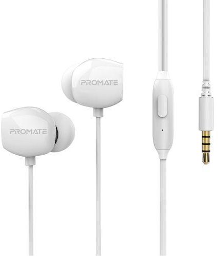 Promate PRESTO White Wired Stereo Earphones with Mic