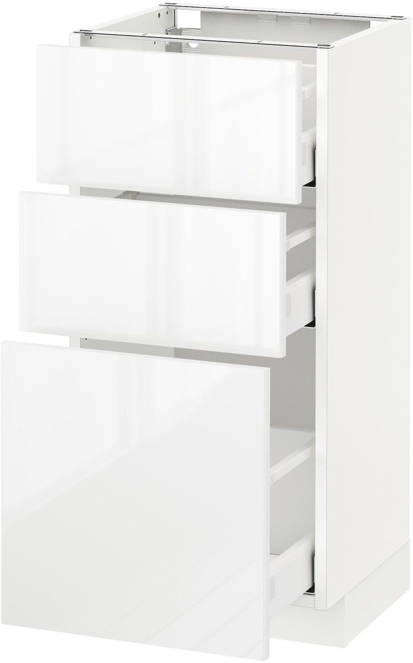 METOD / MAXIMERA وحدة تخزين ارضية  مع 3 أدراج - أبيض/Ringhult أبيض ‎40x37 سم‏