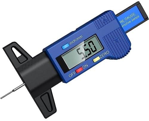 Digital Tire Tread Depth gauge with large LCD display and tire tread depth measuring tool, 0-25.4 mm inch tire gauge digital, suitable for cars, trucks, motorcycles