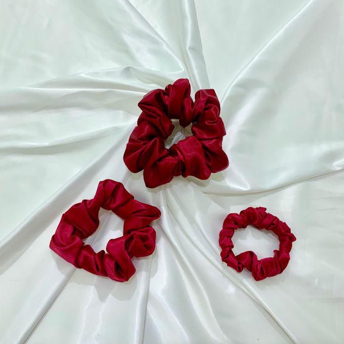 Satin Hair Scrunchies ( Set Of 3 Red)