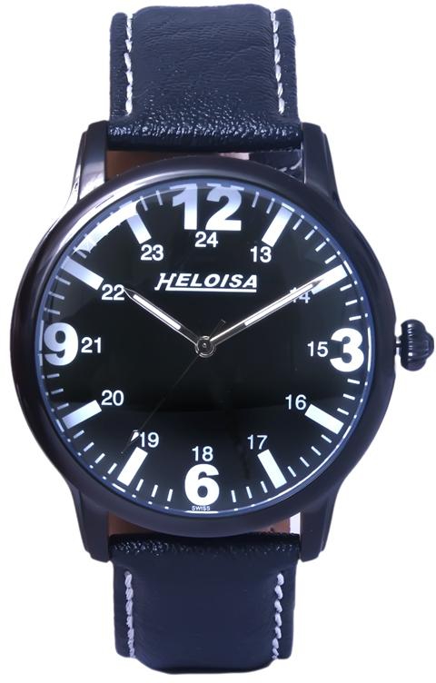Heloisa Men's Swiss Made Black Dial Leather Watch