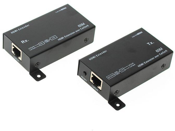 HDMI Extender Sender+Receiver Over Single Cat 6 HD 196FT 60M 3D 1080p-60 METRES