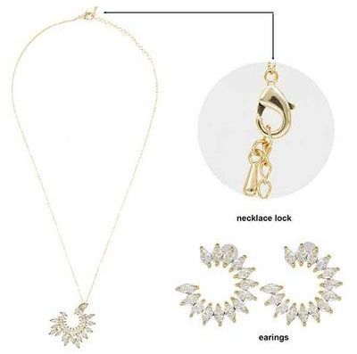 Slim Gold Neck Chain and Earring Set for Girls- Round Cuts Circle Design Neck Chain with Earring