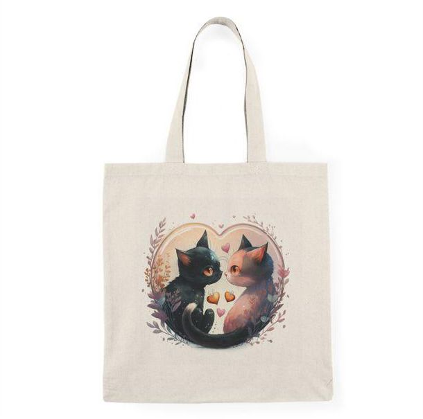 توتي باج - شنطة قماش دك ثقيل Cats in Love Valentines Tote Bag