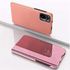 SCRENDY Mirror Flip Case for Xiaomi Redmi Note 10/10S, Luxury Translucent View Window Front Cover, Full Body Protective Case with Stand Function, Rose Gold