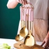 Gold Coated Serving Spoon Set - Pink Handle