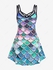 Plus Size Crisscross Mermaid Print A Line Dress - M | Us 10