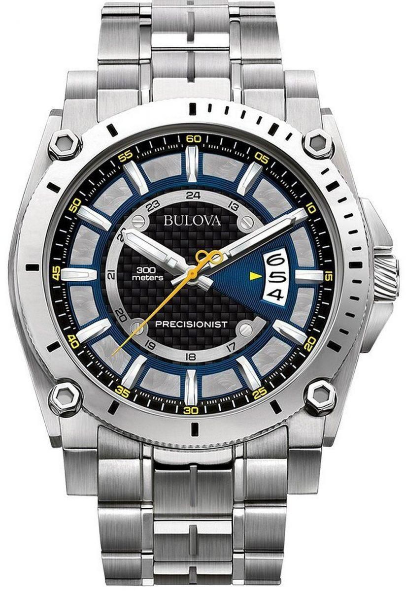 Bulova Men's 96B131 Precisionist Black Dial Steel Bracelet Watch