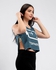 AGU Printed Side Lace Up Tank Crop Top - Heather Steal Blue
